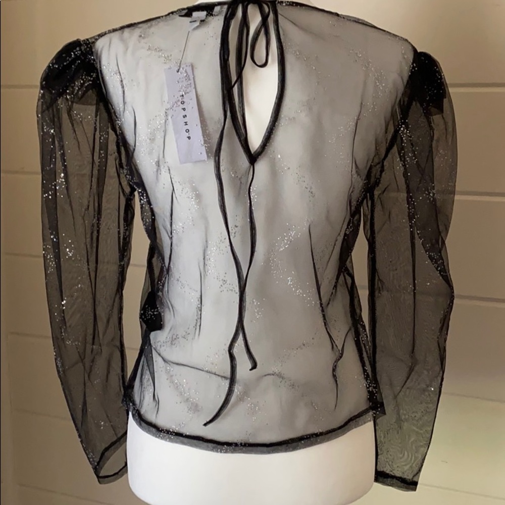 TOPSHOP Crystal Embellished Sheer Mesh Top - Picture 8 of 13